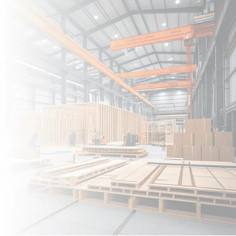 Industrial warehouse with wooden pallets concept for offsite manufacturing