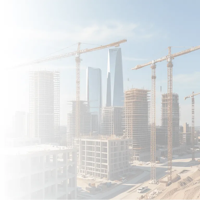 Construction site with skyscrapers and cranes concept for housebuilders