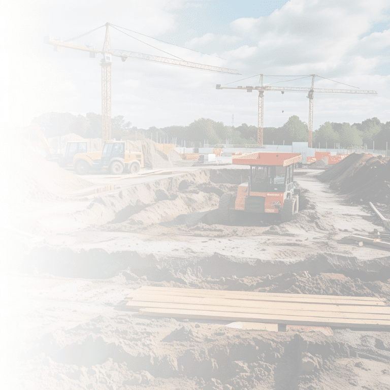Construction site with machinery and cranes concept for general contractors