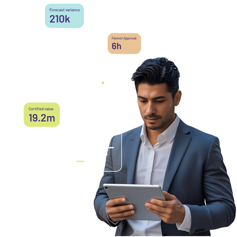 commercial representative looking at dshboard