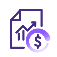 Financial report with growth indicator