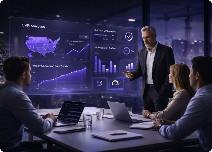 Live CVR dashboards showing real-time analytics for governance strategy
