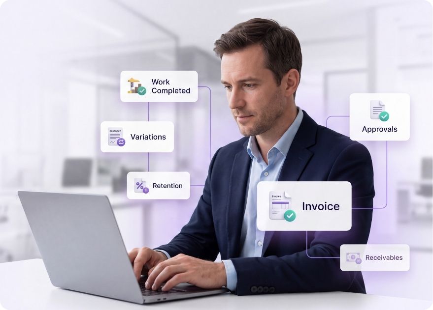Contractor invoicing software to handle late payments according to the Commercial Payments Bill UK.