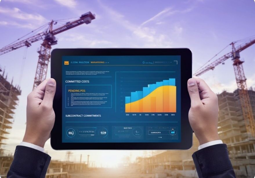 Tablet displaying construction job costing data