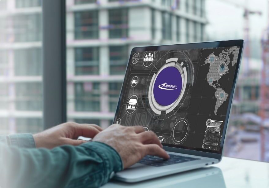 Person using laptop with digital interface to check for best construction erp
